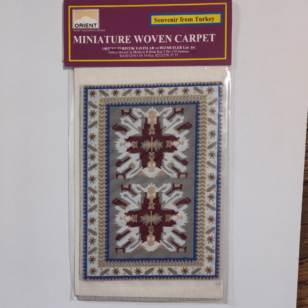 Orient Souvenir from Turkey Miniature Woven Carpet Rug Tapestry Decor Doll House